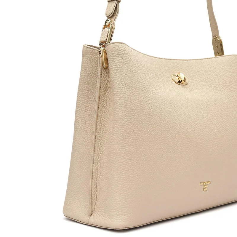 Da Milano Dove Medium Wax Leather Shoulder Bag - Dove for Women | Best Price UAE